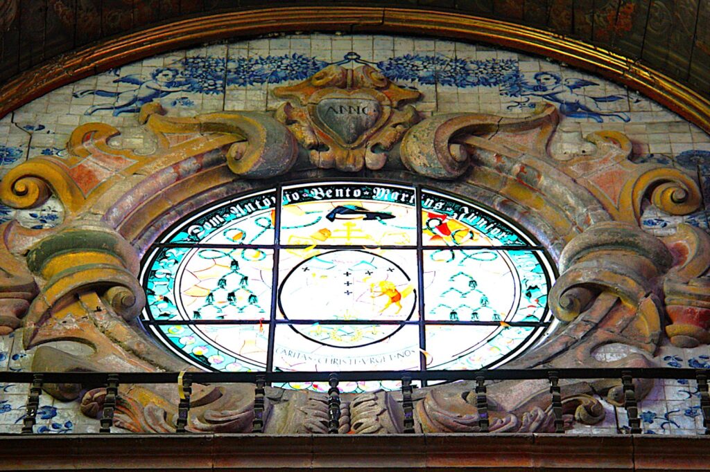 Azulejos around the rose window