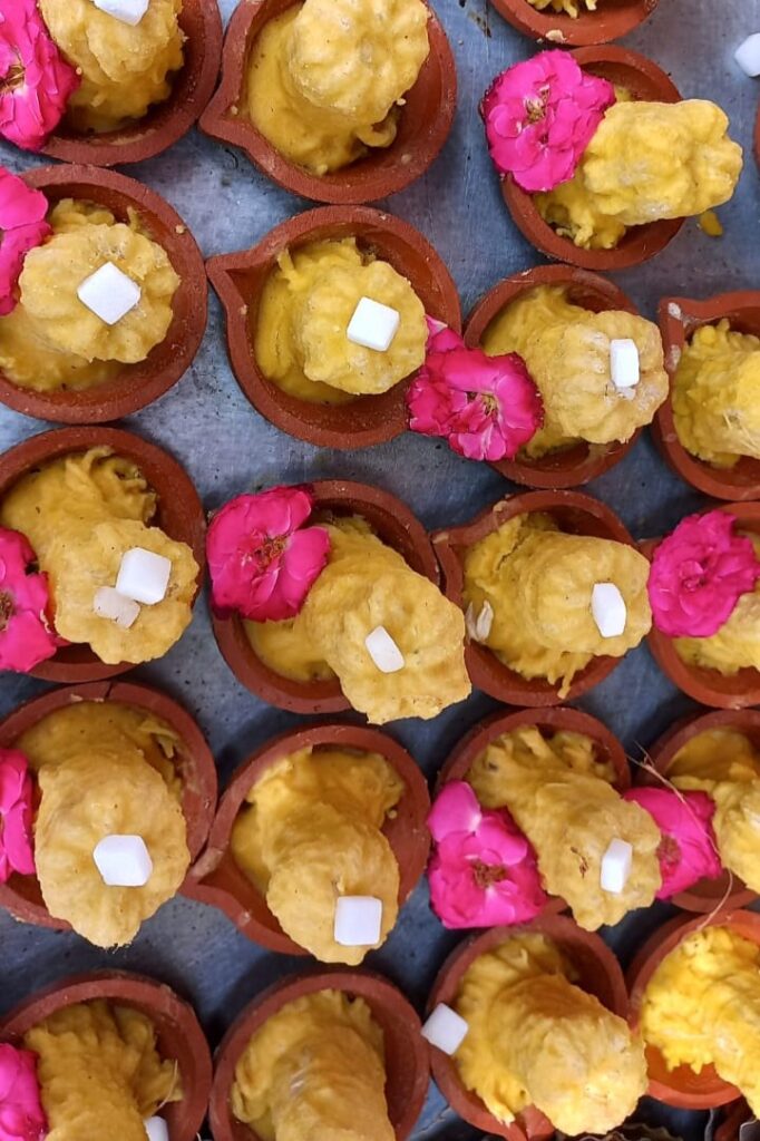 Ghee lamps for sale in the temple market