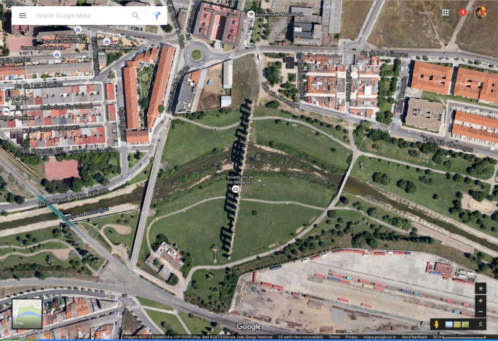 Google map of Aqueduct in Merida