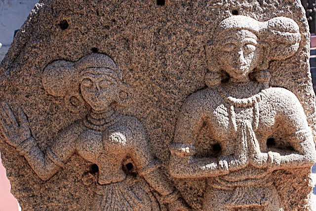 Hairstyles in Ancient Indian Sculptures from museum in Hampi