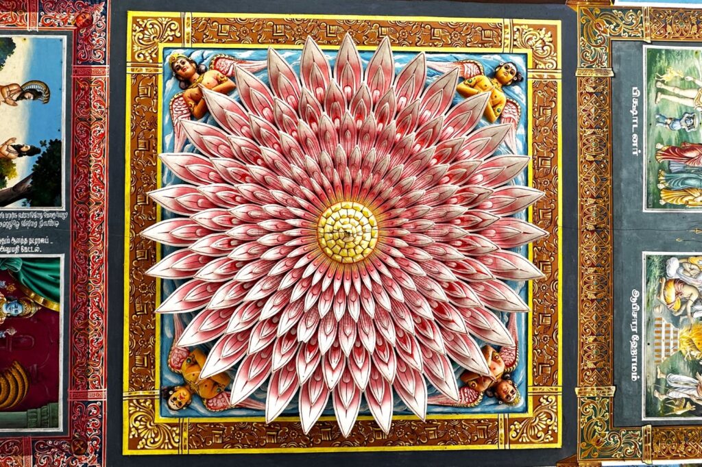 Intricate lotus on ceiling to entrance of Nataraja Temple - Places to Visit in Chidambaram