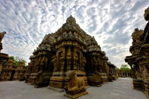Kailasanthar Temple Kanchipuram: Pic taken against cloudy skies
