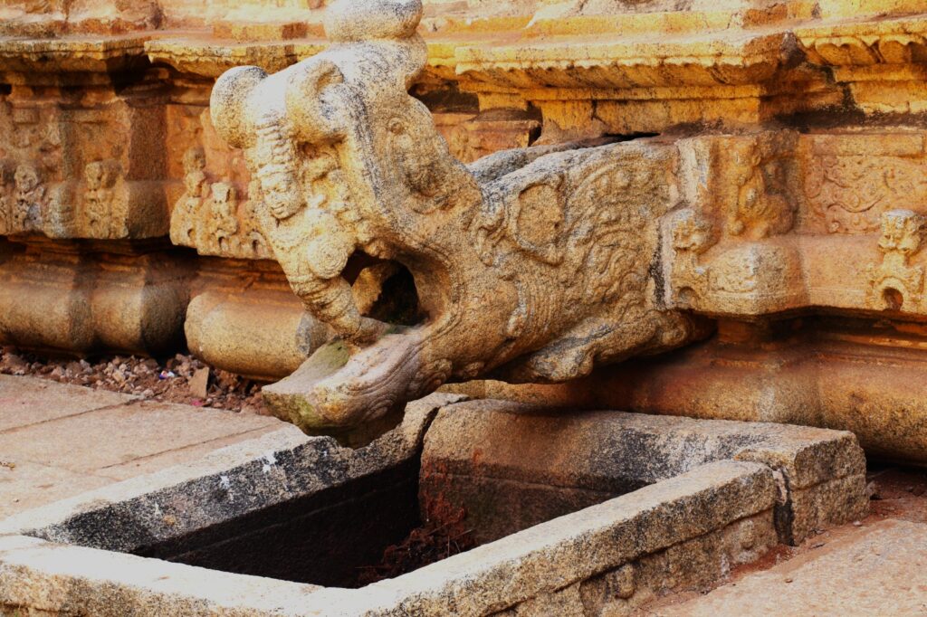 Makara Pranala (drain) - Dravidian temple construction in Karnataka