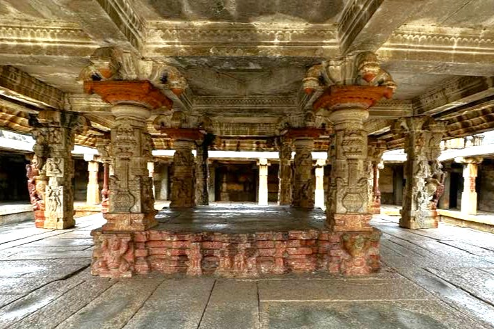 Mandapa with adorned pillars