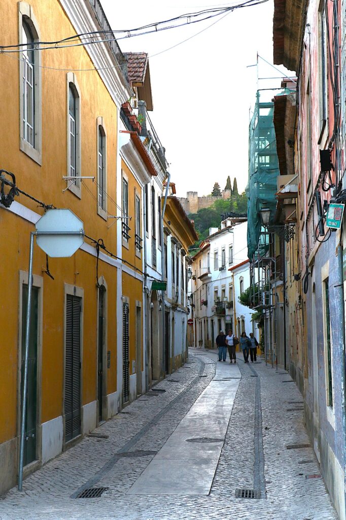 Narrow cobblestone lanes in Tomar
