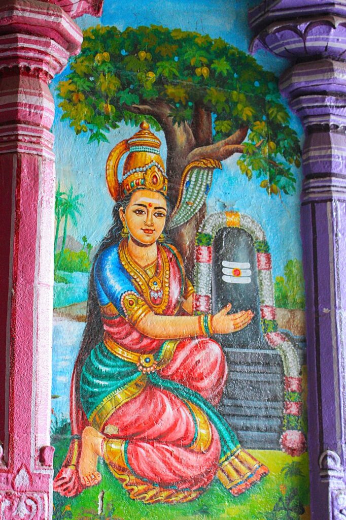 Parvati worshipped Shiva in the form of a Prithivi Lingam a Lingam made from sand