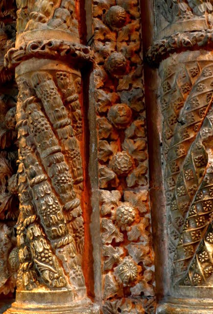 Pillar details in Manueline architecture Portugal