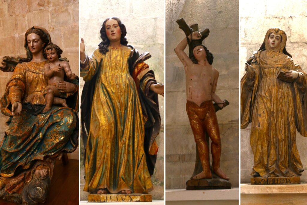 Polychrome painted wooden statues