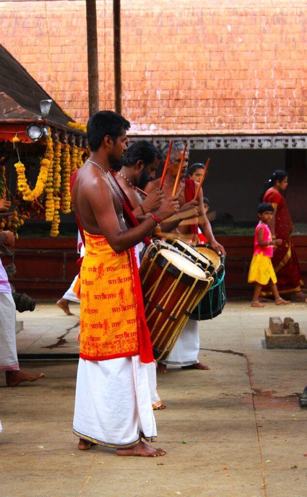 Rituals inside Bhagamandala Temple - Drummers