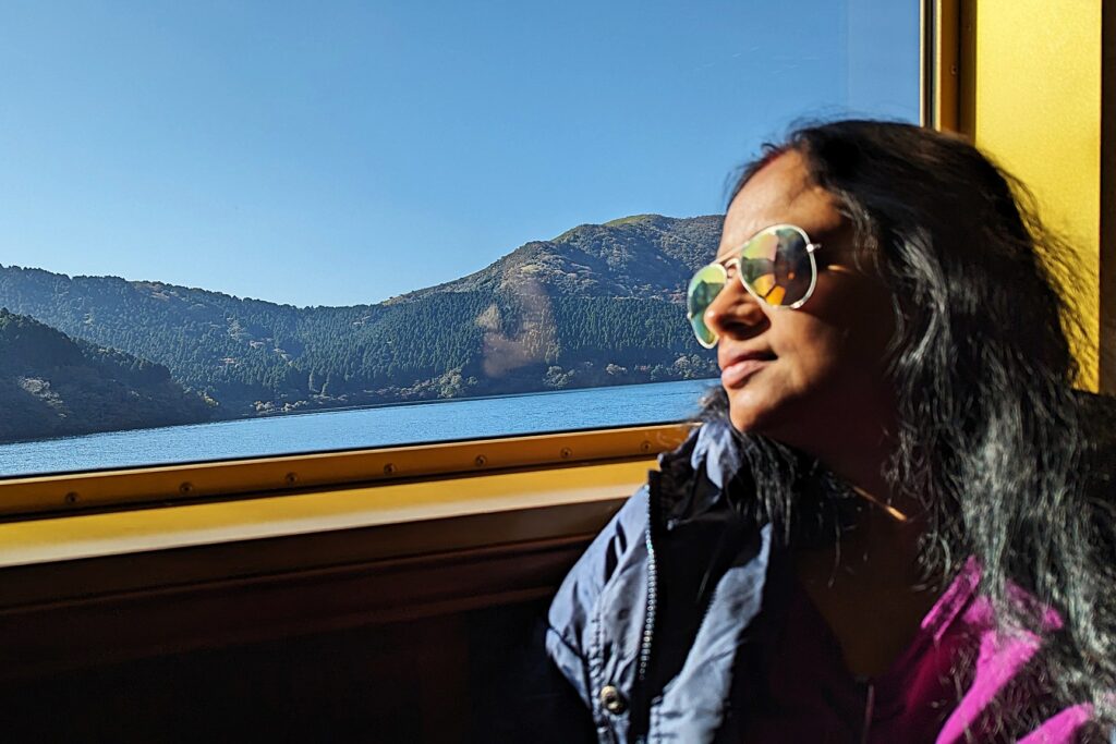 Pic of me Sailing in Pirate Ship in Lake Ashi