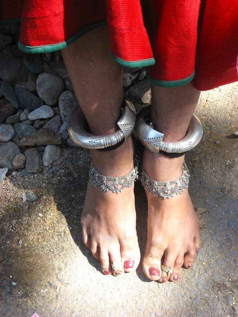 Todi Payal_Silver Anklets - Lac bangles - Traditional Rajasthan Jewelry 