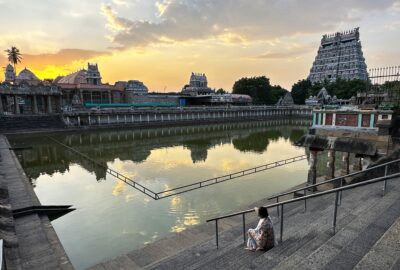 Tranquil Moments at Chidambaram Nataraja Temple Tank by Indrani Ghose