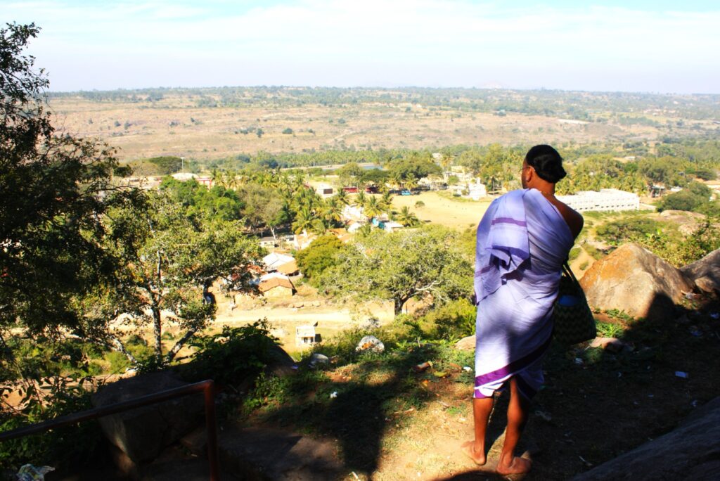 View of Melkote Town from hill top