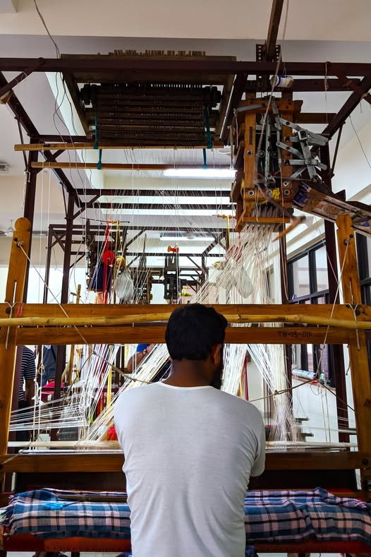 Weaver at work in looms of Chanderi Handloom Park