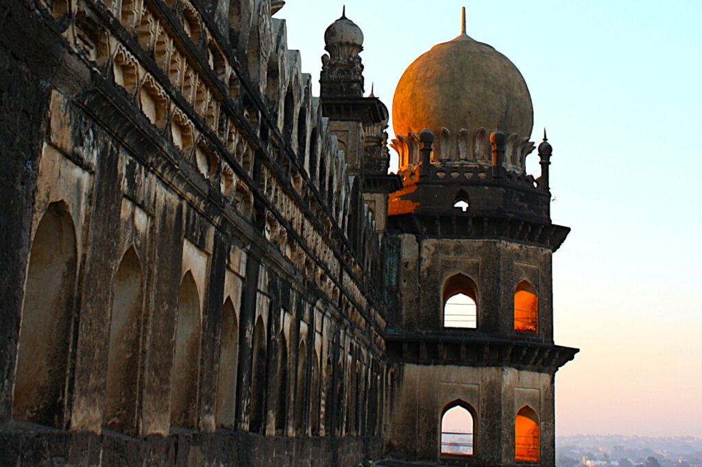 Windows reflecting Sun's rising rays